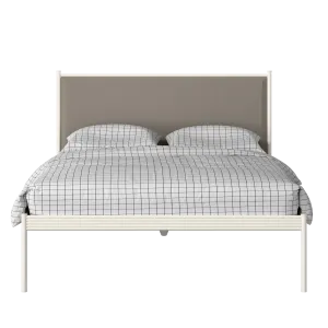 Evelyn iron/metal bed in ivory with storm grey fabric - Thumbnail