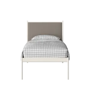 Evelyn iron/metal single bed in ivory with storm grey fabric - Thumbnail