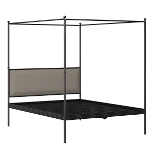 Vernon iron/metal bed in black with storm grey fabric showing slats - Thumbnail