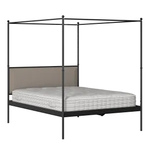 Vernon iron/metal bed in black with storm grey fabric - Thumbnail