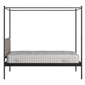 Vernon iron/metal bed in black with storm grey fabric - Thumbnail