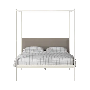 Vernon iron/metal bed in ivory with storm grey fabric - Thumbnail