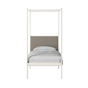 Vernon iron/metal single bed in ivory with storm grey fabric - Thumbnail