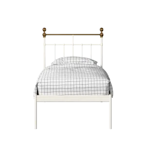 Iver iron/metal single bed in ivory - Thumbnail