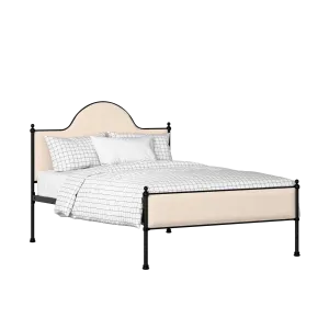 Albert Slim iron/metal upholstered bed in black with silver fabric - Thumbnail