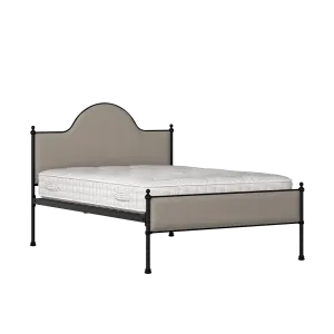 Albert Slim iron/metal upholstered bed in black with storm grey fabric - Thumbnail