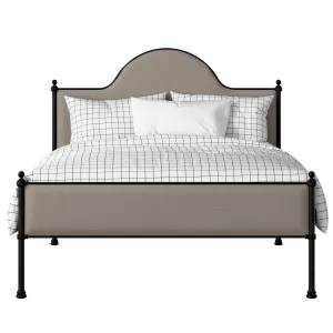 Albert Slim iron/metal upholstered bed in black with storm grey fabric - Thumbnail