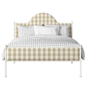 Albert Slim iron/metal upholstered bed in ivory with Romo Kemble Putty fabric - Thumbnail