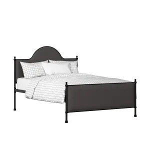 Albert iron/metal upholstered bed in black with iron fabric - Thumbnail