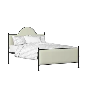 Albert iron/metal upholstered bed in black with mineral fabric - Thumbnail