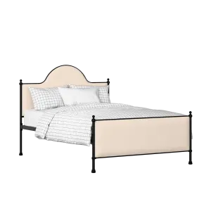 Albert iron/metal upholstered bed in black with silver fabric - Thumbnail