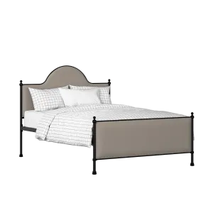 Albert iron/metal upholstered bed in black with storm grey fabric - Thumbnail