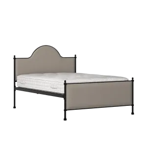 Albert iron/metal upholstered bed in black with storm grey fabric - Thumbnail