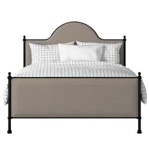 Albert iron/metal upholstered bed in black with storm grey fabric - Thumbnail