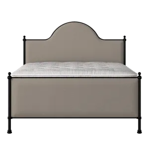 Albert iron/metal upholstered bed in black with storm grey fabric - Thumbnail