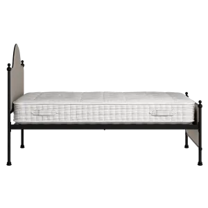 Albert iron/metal upholstered bed in black with storm grey fabric - Thumbnail