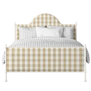 Albert iron/metal upholstered bed in ivory with Romo Kemble Putty fabric - Thumbnail