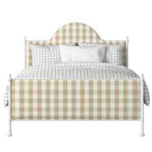 Albert iron/metal upholstered bed in white with Romo Kemble Putty fabric - Thumbnail