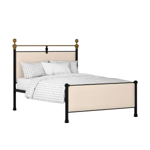 Bastille iron/metal upholstered bed in black with silver fabric - Thumbnail