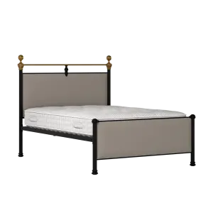 Bastille iron/metal upholstered bed in black with storm grey fabric - Thumbnail