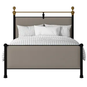 Bastille iron/metal upholstered bed in black with storm grey fabric - Thumbnail