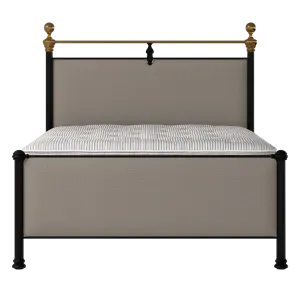 Bastille iron/metal upholstered bed in black with storm grey fabric - Thumbnail