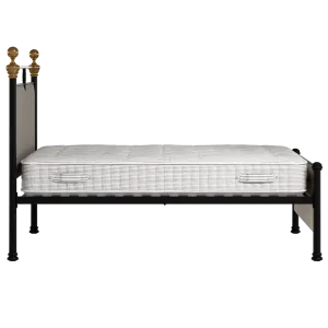 Bastille iron/metal upholstered bed in black with storm grey fabric - Thumbnail