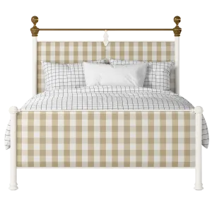 Bastille iron/metal upholstered bed in ivory with Romo Kemble Putty fabric - Thumbnail