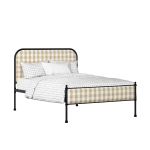 Bray Slim iron/metal upholstered bed in black with Romo Kemble Putty fabric - Thumbnail