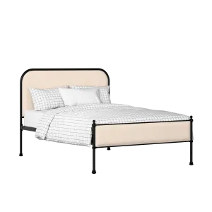 Bray Slim iron/metal upholstered bed in black with silver fabric - Thumbnail