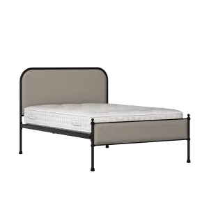 Bray Slim iron/metal upholstered bed in black with storm grey fabric - Thumbnail