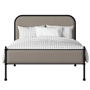 Bray Slim iron/metal upholstered bed in black with storm grey fabric - Thumbnail