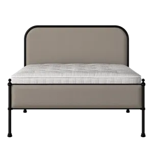 Bray Slim iron/metal upholstered bed in black with storm grey fabric - Thumbnail