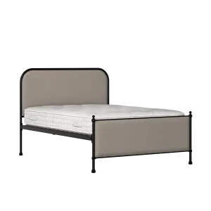 Bray iron/metal upholstered bed in black with storm grey fabric - Thumbnail