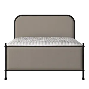 Bray iron/metal upholstered bed in black with storm grey fabric - Thumbnail