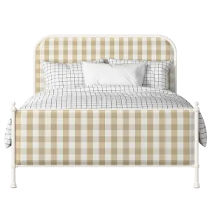 Bray iron/metal upholstered bed in ivory with Romo Kemble Putty fabric - Thumbnail
