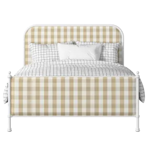Bray iron/metal upholstered bed in white with Romo Kemble Putty fabric - Thumbnail