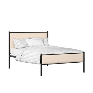 Brest Slim iron/metal upholstered bed in black with silver fabric - Thumbnail