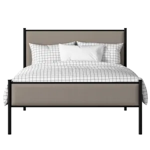 Brest Slim iron/metal upholstered bed in black with storm grey fabric - Thumbnail