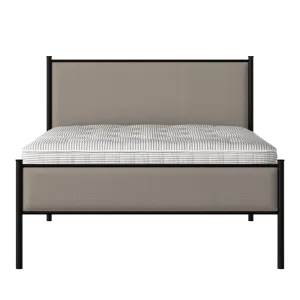 Brest Slim iron/metal upholstered bed in black with storm grey fabric - Thumbnail