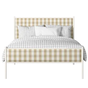 Brest Slim iron/metal upholstered bed in ivory with Romo Kemble Putty fabric - Thumbnail