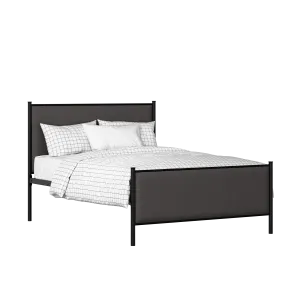 Brest iron/metal upholstered bed in black with iron fabric - Thumbnail