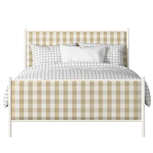 Brest iron/metal upholstered bed in ivory with Romo Kemble Putty fabric - Thumbnail