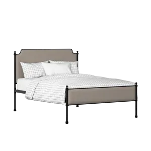 Miranda Slim iron/metal upholstered bed in black with storm grey fabric - Thumbnail