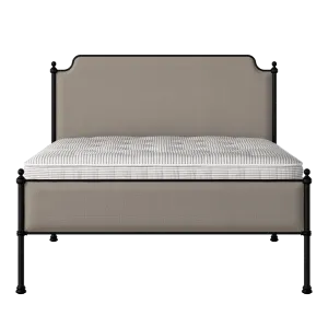 Miranda Slim iron/metal upholstered bed in black with storm grey fabric - Thumbnail