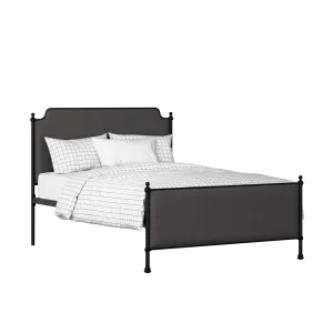 Miranda iron/metal upholstered bed in black with iron fabric - Thumbnail