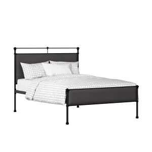 Nancy Slim iron/metal upholstered bed in black with iron fabric - Thumbnail
