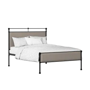 Nancy Slim iron/metal upholstered bed in black with storm grey fabric - Thumbnail