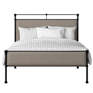 Nancy Slim iron/metal upholstered bed in black with storm grey fabric - Thumbnail