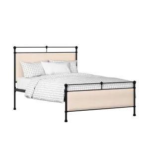 Nancy iron/metal upholstered bed in black with silver fabric - Thumbnail